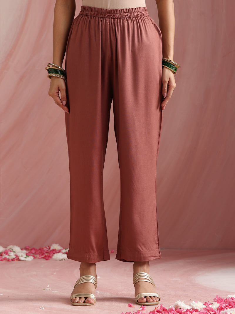 Women Ethnic Motifs Angrakha Thread Work Kurta with Trousers & With Dupatta