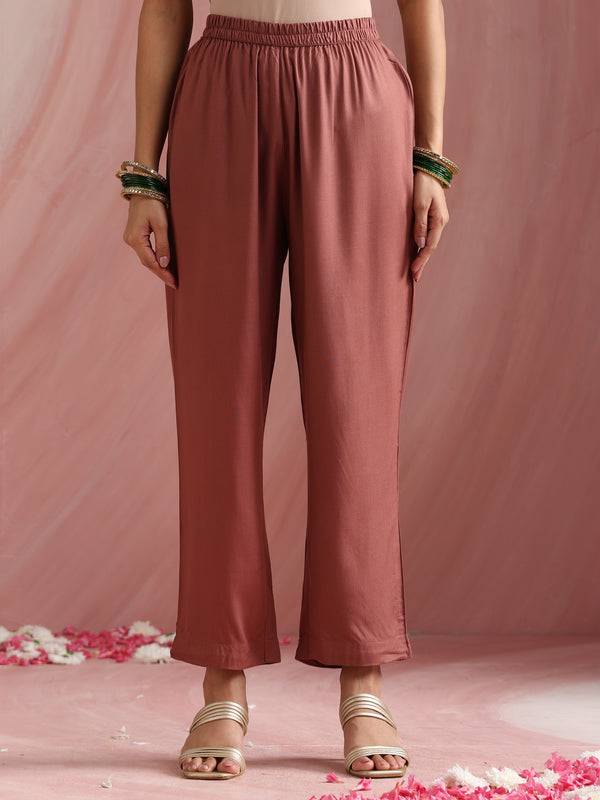 Women Ethnic Motifs Angrakha Thread Work Kurta with Trousers & With Dupatta