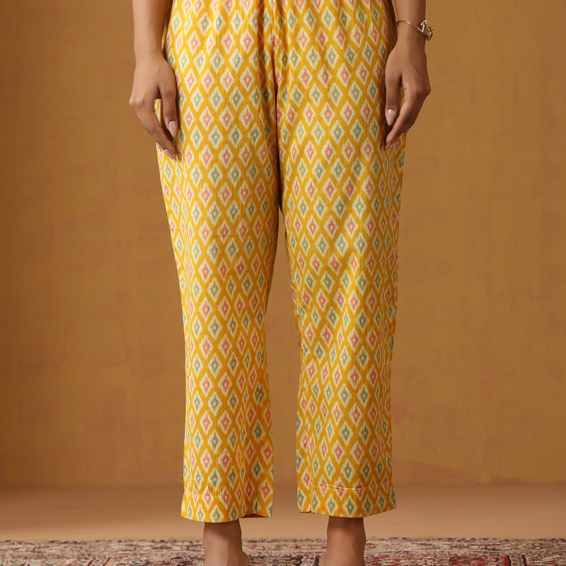 Women Printed Regular Aline Calf Length Kurta Set - Yellow - Khushal K - Image 3