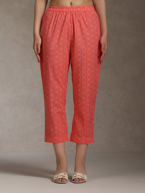 Khushal K Geometric Printed V-Neck Pure Cotton Straight Kurta set