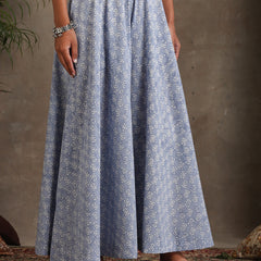 Floral Printed Pure Cotton A-Line Kurta With Palazzos And Dupatta