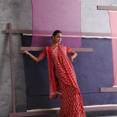 Women Hand Block Cotton Linen Printed saree