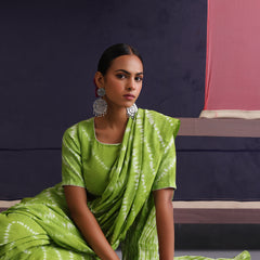Women Hand Block Green Pure Cotton Printed Saree