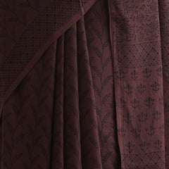 Women Hand Block Brown Pure Cotton Printed Saree