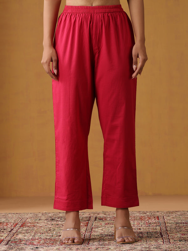 Khushal K Floral Printed Mandarin Collar Pure Cotton Straight Kurta set