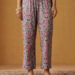 Khushal K Floral Printed Mandarin Collar Pure Cotton A-Line Kurta set