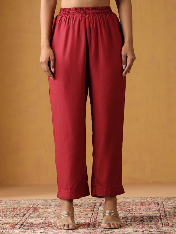 Khushal K Women Ethnic Motifs Embroidered Regular Kurta set