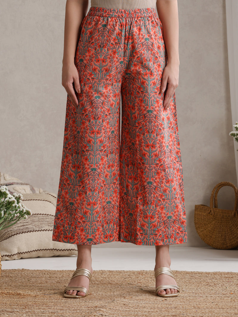 Printed Cotton V-Neck Tunic With Palazzo Co-Ords
