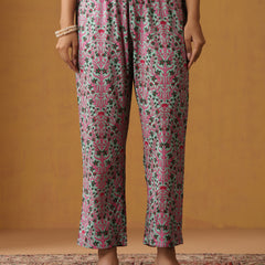 Khushal K Floral Printed V-Neck Pure Cotton Straight Kurta set