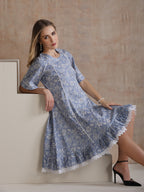 Women Floral Printed Cotton Fit and Flare A-Line Dress