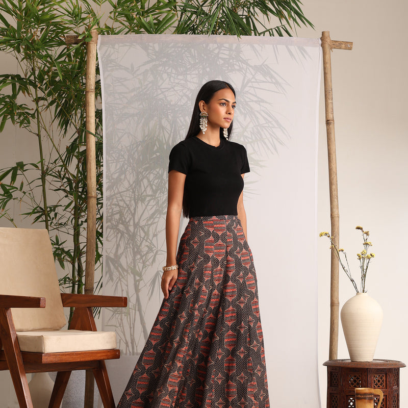 Women Cotton Printed Skirts - Black - Khushal K - Image 3