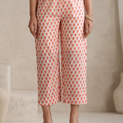 Floral Printed Mandarin Collar Pure Cotton Anarkali Kurta & Palazzos & Dupatta