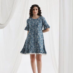 Women Floral Printed Cotton A-Line Above Knee Dress