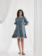 Women Floral Printed Cotton A-Line Above Knee Dress