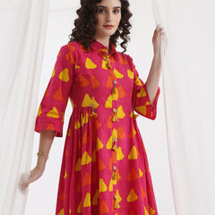 Women Floral Printed Fit & Flare Midi Dress