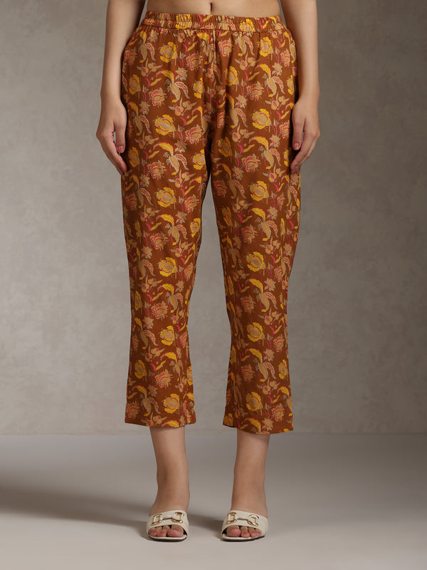 Khushal K Women Floral Printed Sleeveless Pure Cotton Kurta Set