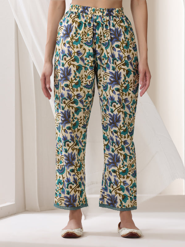 Khushal K Women Floral Printed Cotton Kurta with Trousers & Dupatta