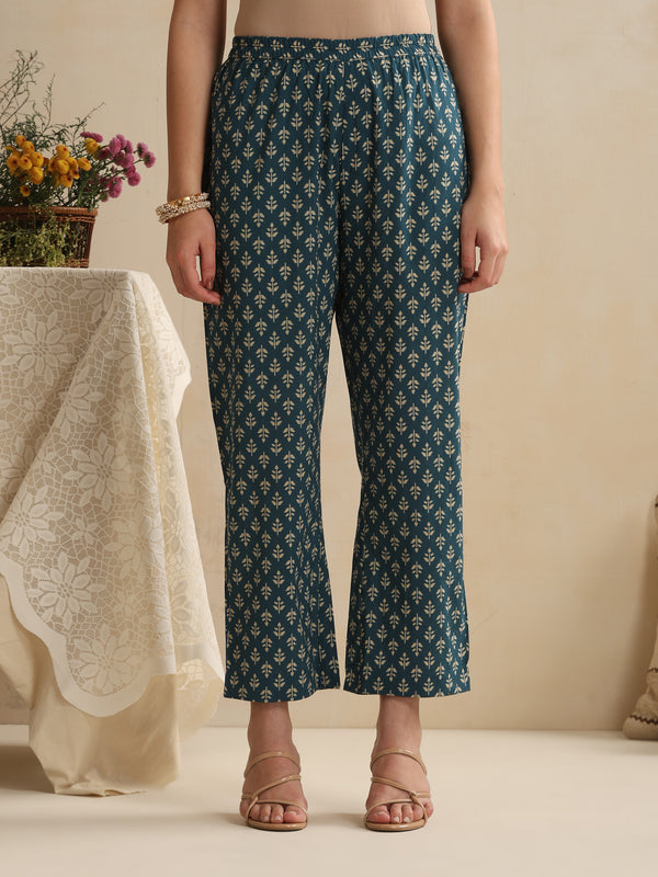 Khushal K Women Floral Printed Regular Pure Cotton Kurta & Palazzo With Dupatta