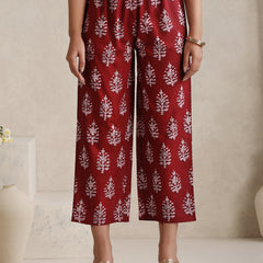 Floral Printed V-Neck A-Line Pure Cotton Kurta with Palazzos & With Dupatta