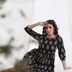 Women Floral Print Fit & Flare Mini Dress