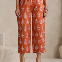 Floral Printed V Neck Pure Cotton A-Line Kurta With Palazzos & Dupatta