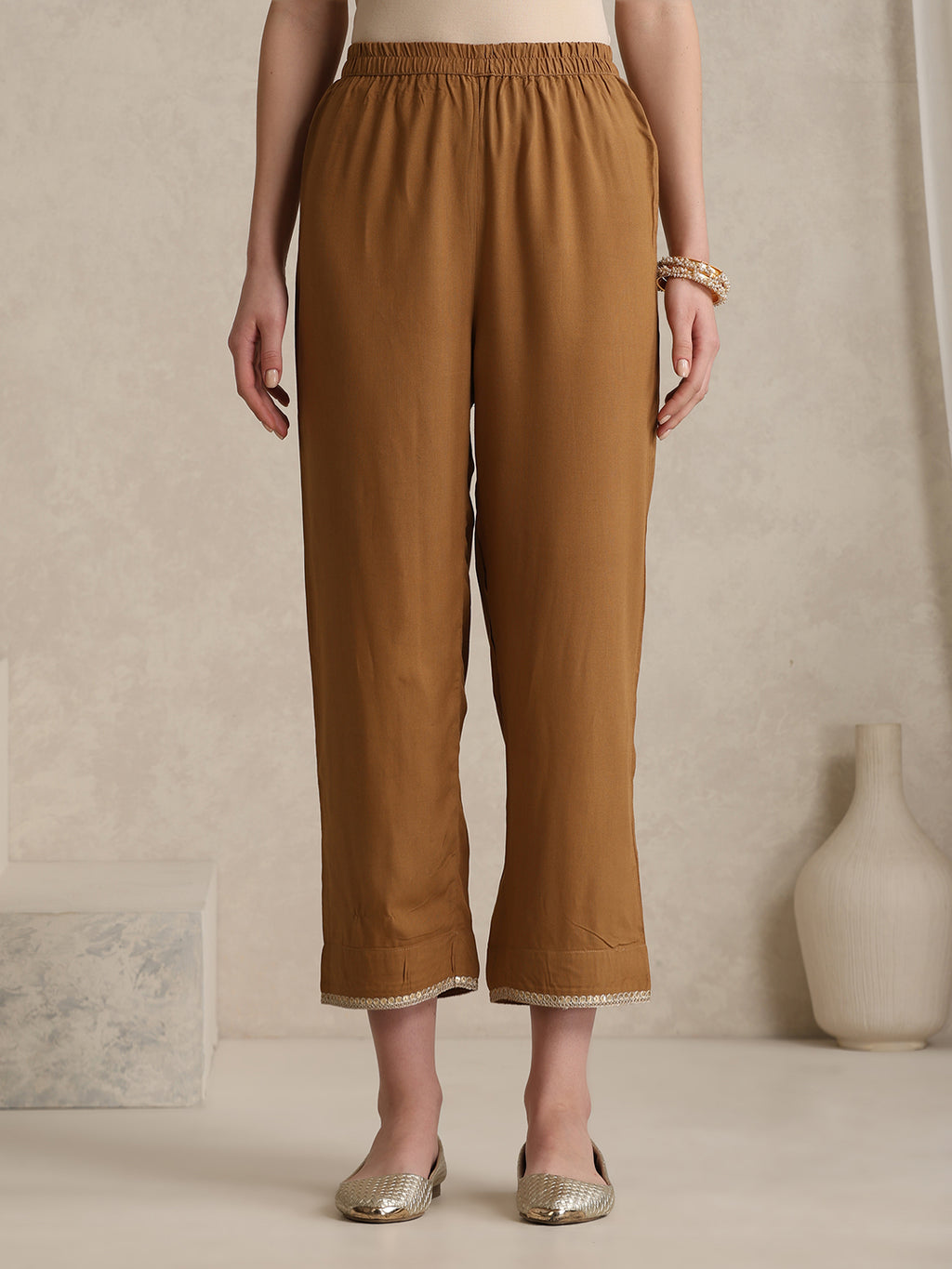 Embroidered Panelled Anarkali Kurta With Trouser & Dupatta