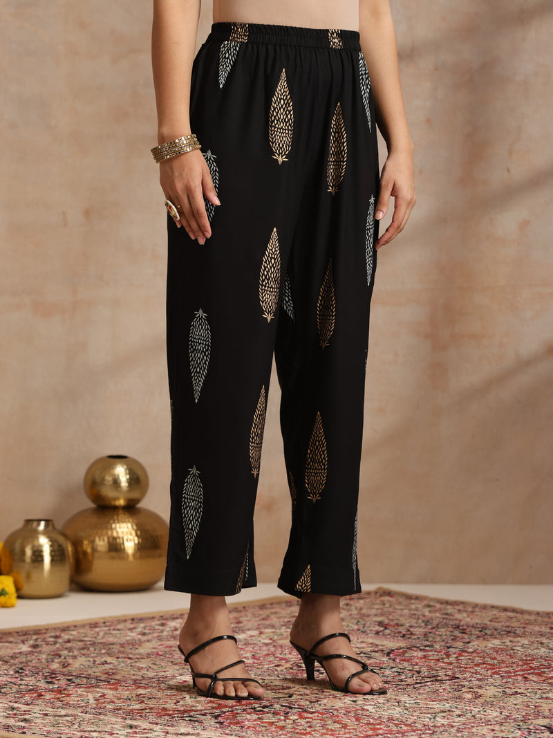 Ethnic Motifs Printed V-Neck Empire A-Line Kurta With Trousers & Dupatta
