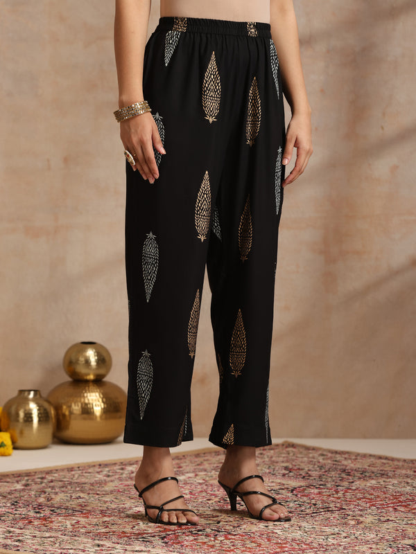 Ethnic Motifs Printed V-Neck Empire A-Line Kurta With Trousers & Dupatta