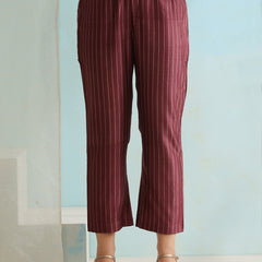Printed Crop Top & Striped Pant Set with Jacket