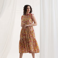 Women Floral Print Fit & Flare Midi Dress
