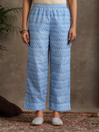 Floral Printed Pure Cotton A-Line Kurta With Palazzos And Dupatta