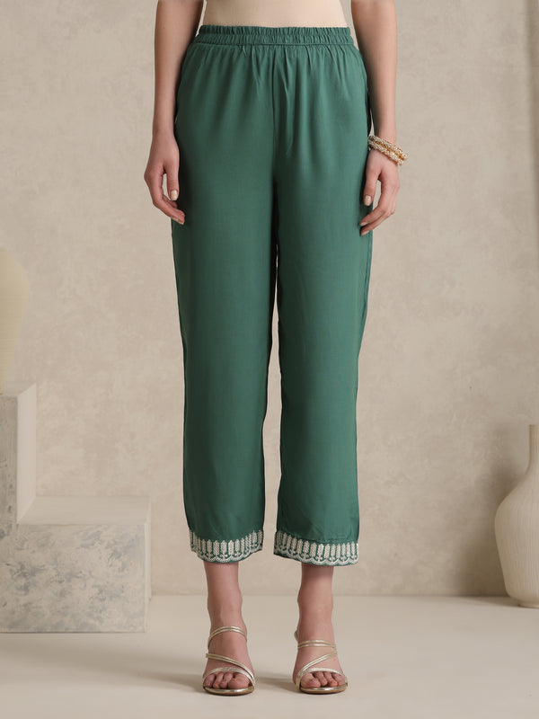 Khushal K Ethnic Motifs Green  Anarkali Sequinned Kurta set