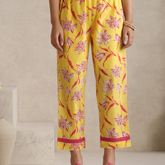 Floral Printed V-Neck Pure Cotton Straight Kurta With Palazzos And Dupatta