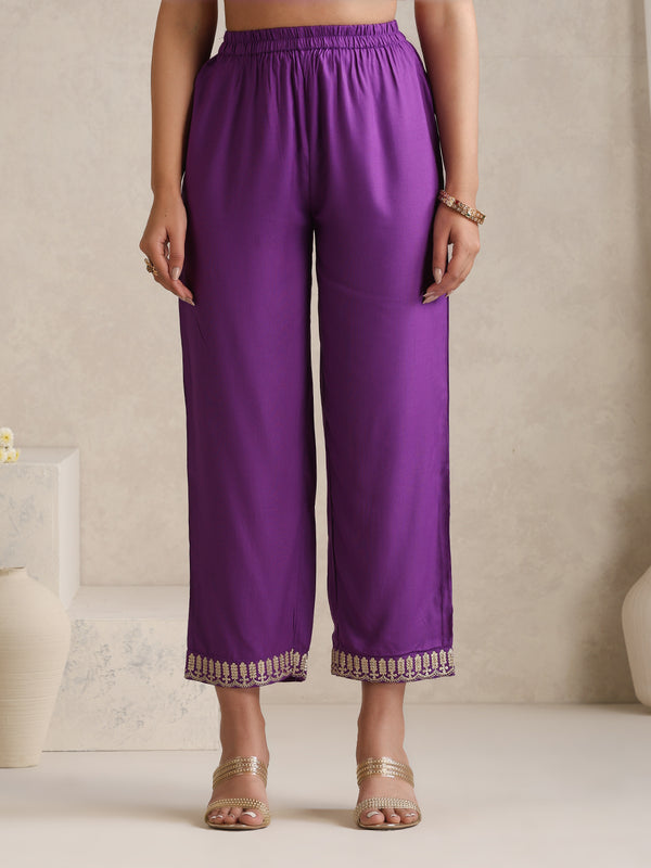 Khushal K Women Purple Anarkali Zari Kurta set