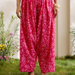 Khushal K Women Cotton Kurti With Farshi Salwar Set - Pink