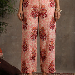 Floral Printed Pure Cotton Anarkali Kurta With Palazzos And Dupatta