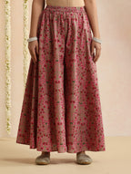Pink embroidered Kurta with Palazzos with dupatta