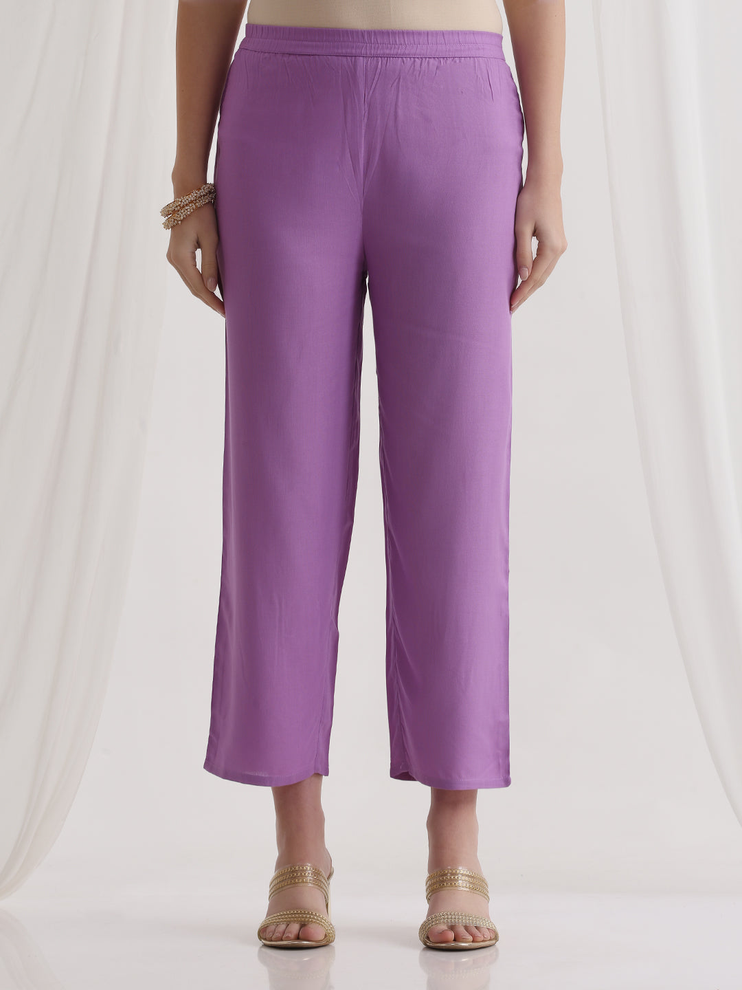 Floral Printed Round Neck Thread Work A-Line Kurta With Trousers & Dupatta