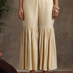 Geometric Embroidered Mirror Work A-Line Kurta With Sharara & Dupatta