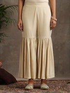 Geometric Embroidered Mirror Work A-Line Kurta With Sharara & Dupatta