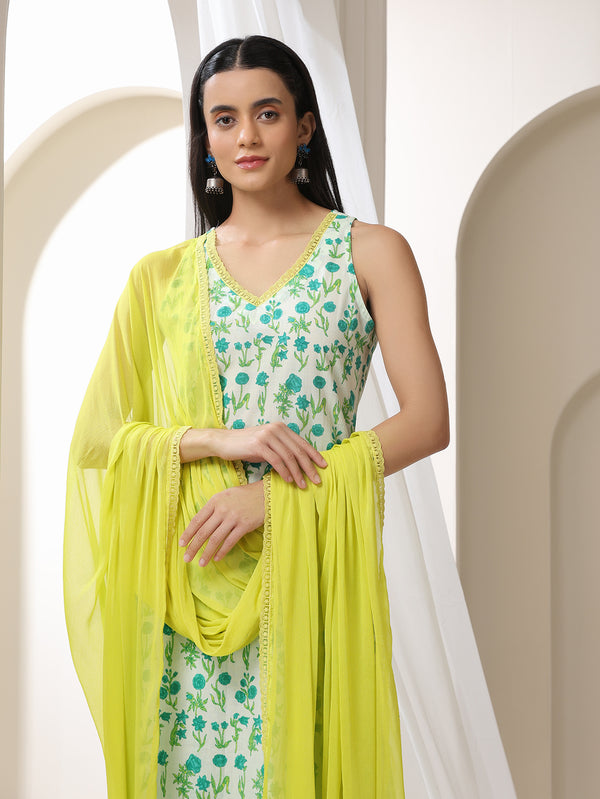 Khushal K Women Floral Printed Regular Pure Cotton Kurta set