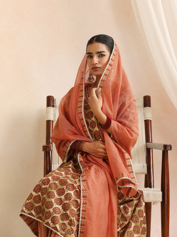 Women Ethnic Motifs Printed Cotton A-Line Kurta with Palazzos & Dupatta