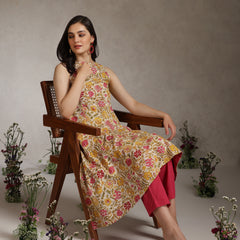 Khushal K Women Floral Printed A-Line Pure Cotton Kurta set