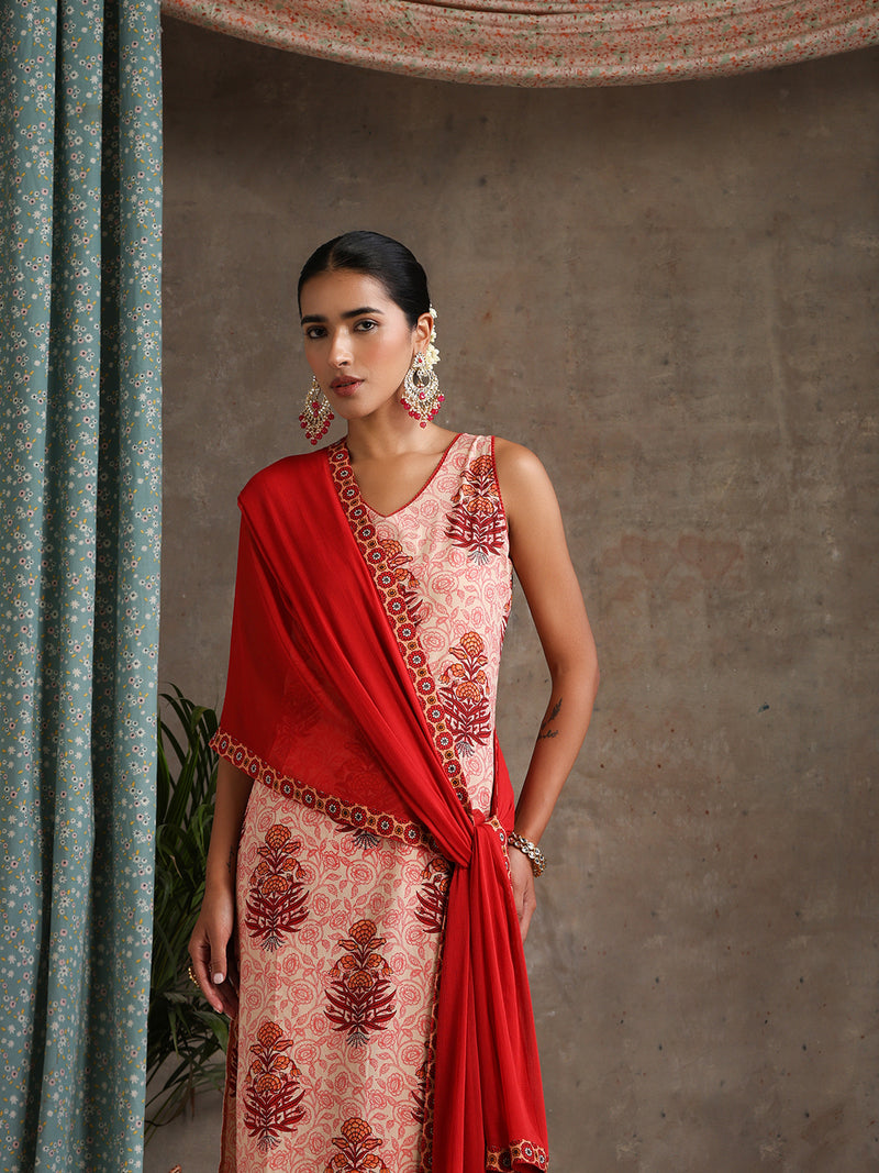Women Ethnic Motifs Printed Regular Pure Cotton Kurta Palazzos & With Dupatta