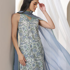 Women Floral Printed Regular Pure Cotton Kurta with Palazzos & With Dupatta