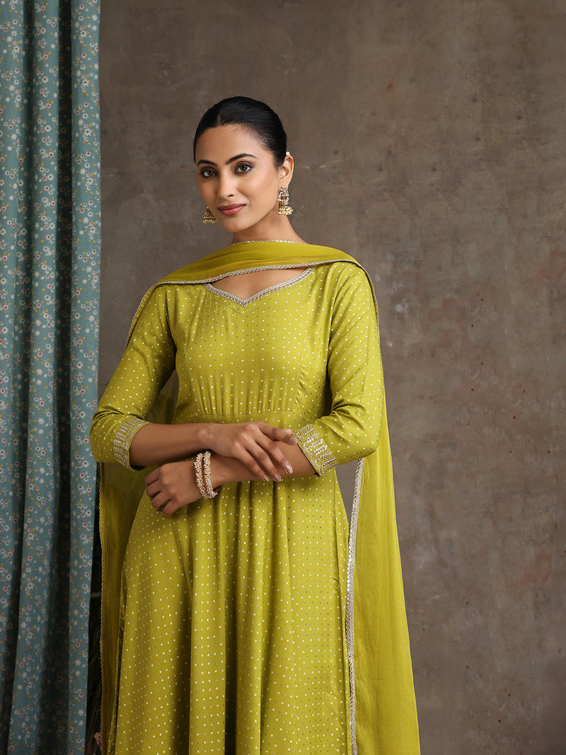 Sweet Heart Neck Anarkali Kurta with Palazzos & With Dupatta