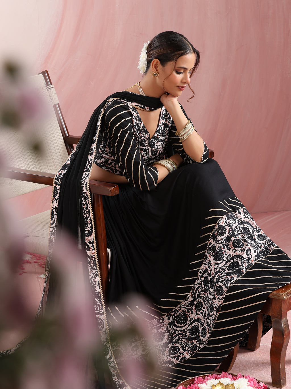 Floral Printed Gotta Patti Ready to Wear Lehenga & Choli With Dupatta