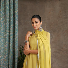 Anarkali Kurta With Palazzos And Dupatta