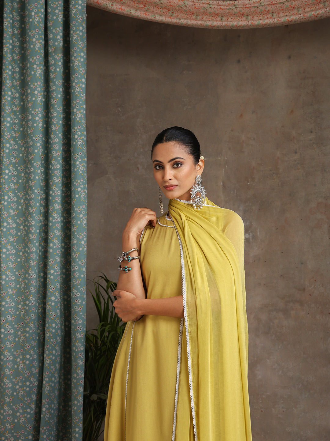 Anarkali Kurta With Palazzos And Dupatta