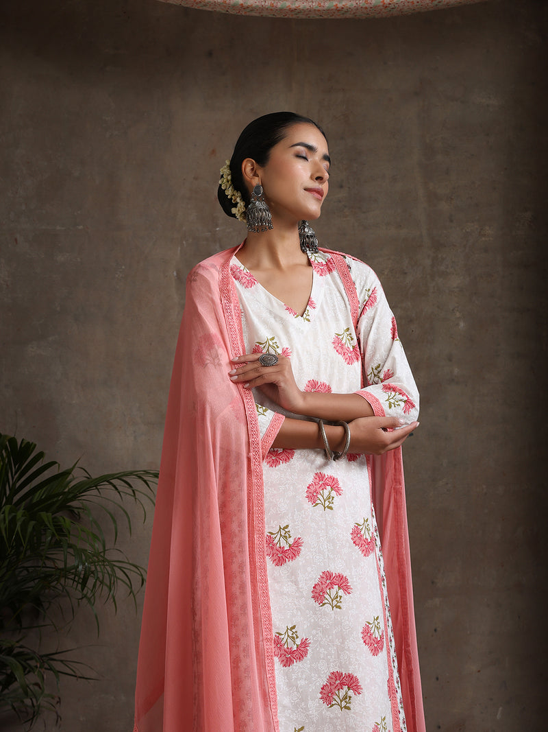 Khushal K Women Floral Printed Regular Straight Kurta set